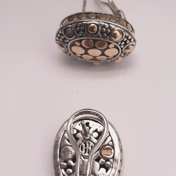 *SOLD* John Hardy Sterling Silver / 18K Yellow Gold Jaisalmer Dot Earrings - Picture 5 of 8